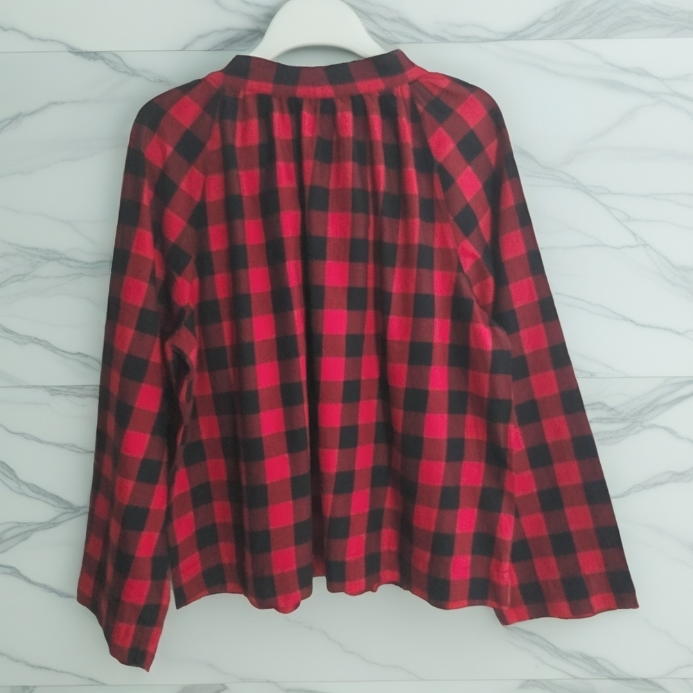 Madewell | Tie Neck Pullover Buffalo Check Blouse XL - Picture 3 of 6
